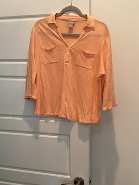 Chico's Peach Knit Henley Top